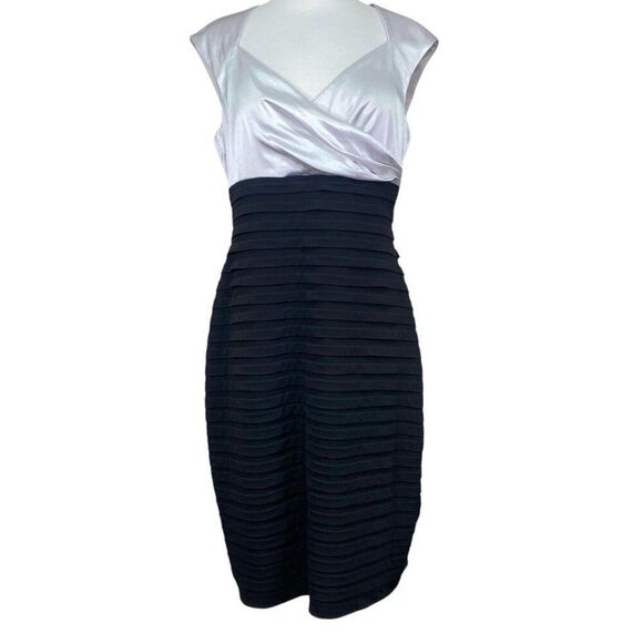 London Times Womens Banded Bodycon Dress Size 12 Silver & Black - Picture 1 of 7